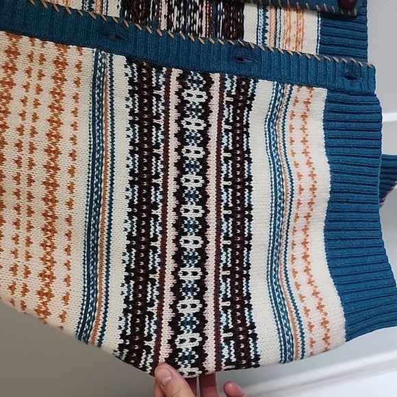 NWT Sundance Fair isle Scandinavian Wool Cardigan Sweater size Large - Picture 6 of 10